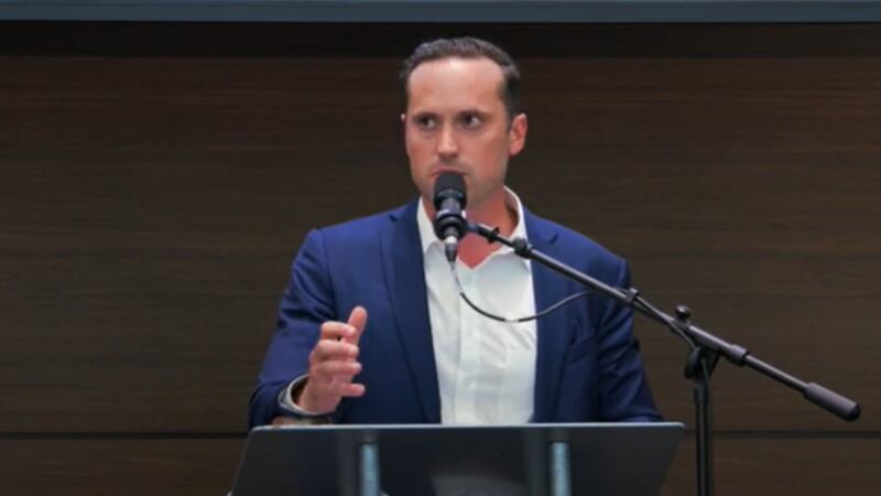 Waco mayor Dillon Meek during the State of the city on Sept. 25, 2023